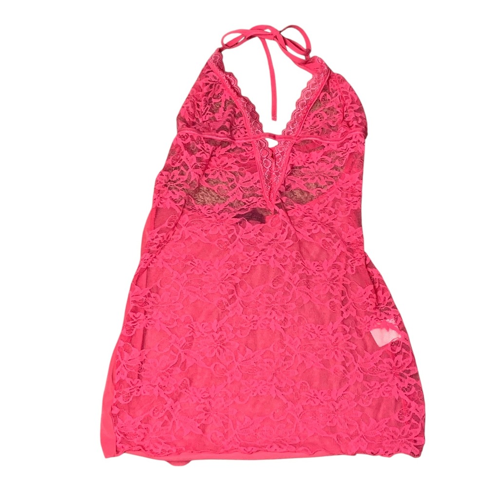 Avid Love NWT pink mesh‎ and lace lingerie slip nightie. Size L
